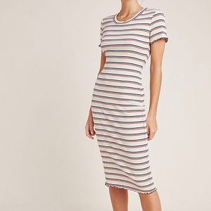 SUNDRY STRIPED MIDI TEE DRESS